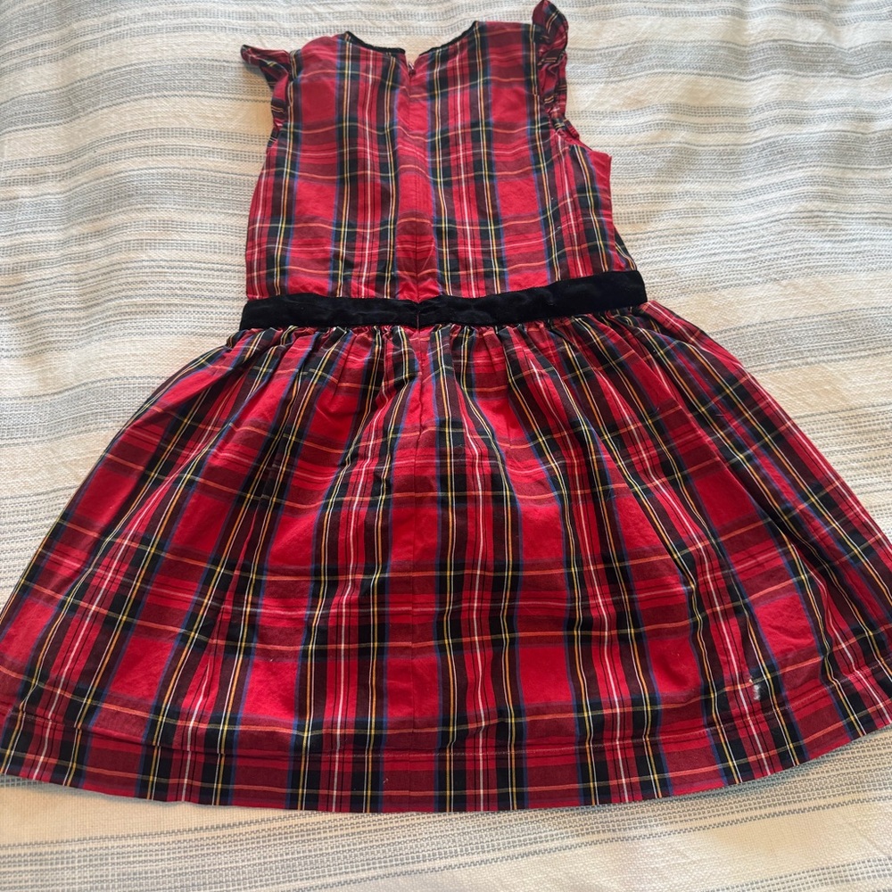 Crewcuts Girls J Crew Flutter Sleeve Tartan Dress Sz 6 Red Black Plaid Holiday - Picture 5 of 5
